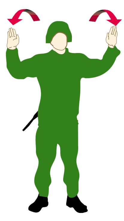 Handtecken: Bakåt